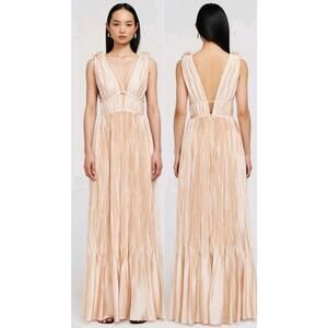 NWOT $645 Jonathan Simkhai OSTARA PLISSE pleated GOWN Blush Wedding Bridal Sz 4